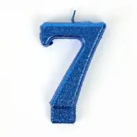 Свеча в торт &laquo;Соло. Цифра 7&raquo;, 8.2 см, синий блеск
