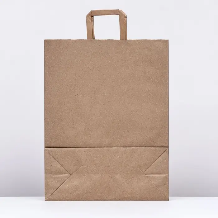 Пакет бумажный крафт, плоская ручка 35 х 15 х 45 см, 90 гр/м² Пакет бумажный крафт, плоская ручка 35 х 15 х 45 см, 90 гр/м²