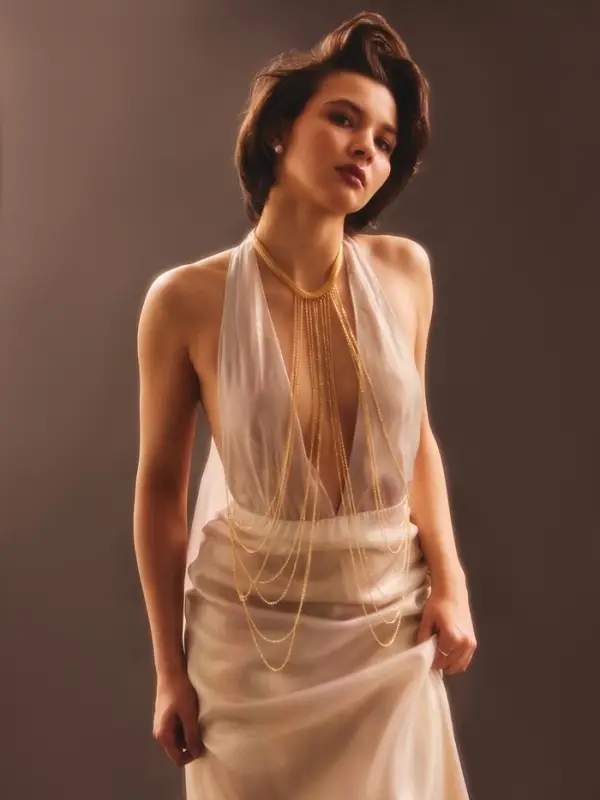 Бодичейн на тело, цепочки, 55 см, цвет золото