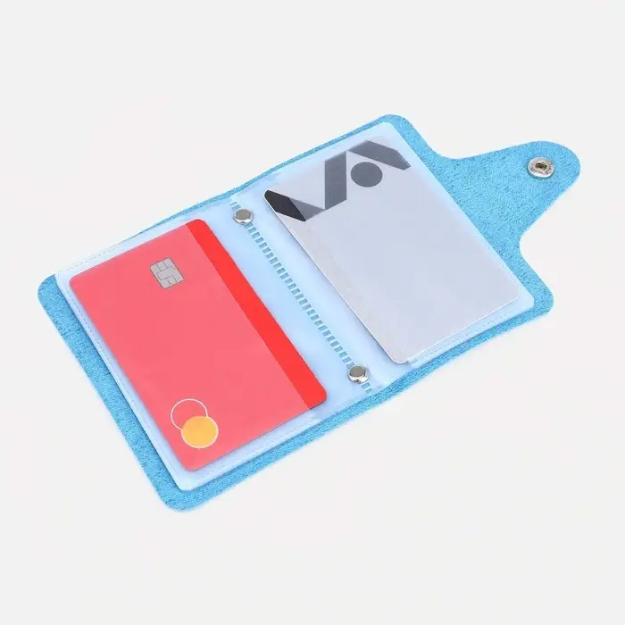 Визитница на кнопке, 12 карт, цвет голубой Визитница на кнопке, 12 карт, цвет голубой
