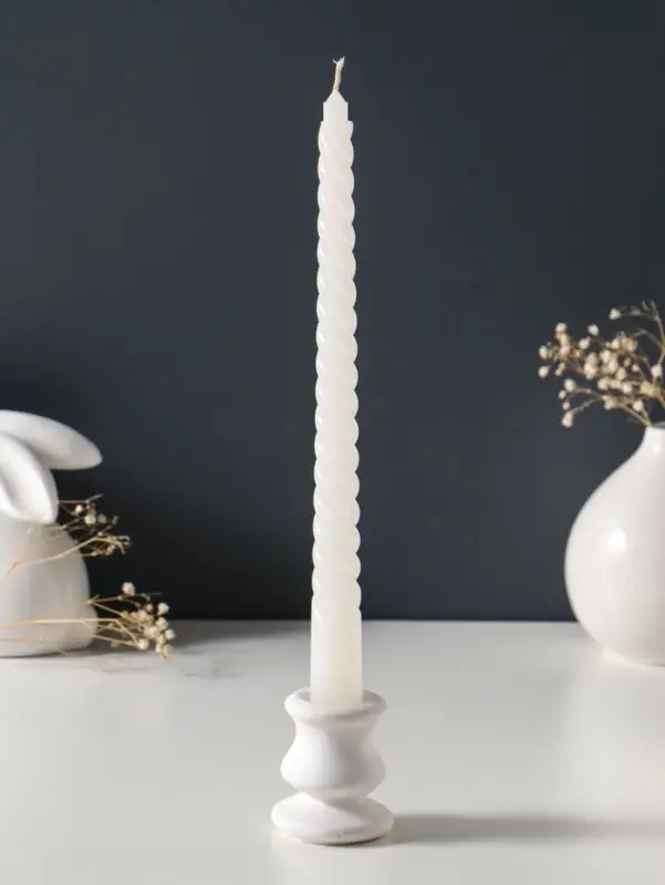 Набор свечей витых 25 см, 2 шт., 57 г, 5 ч, белый