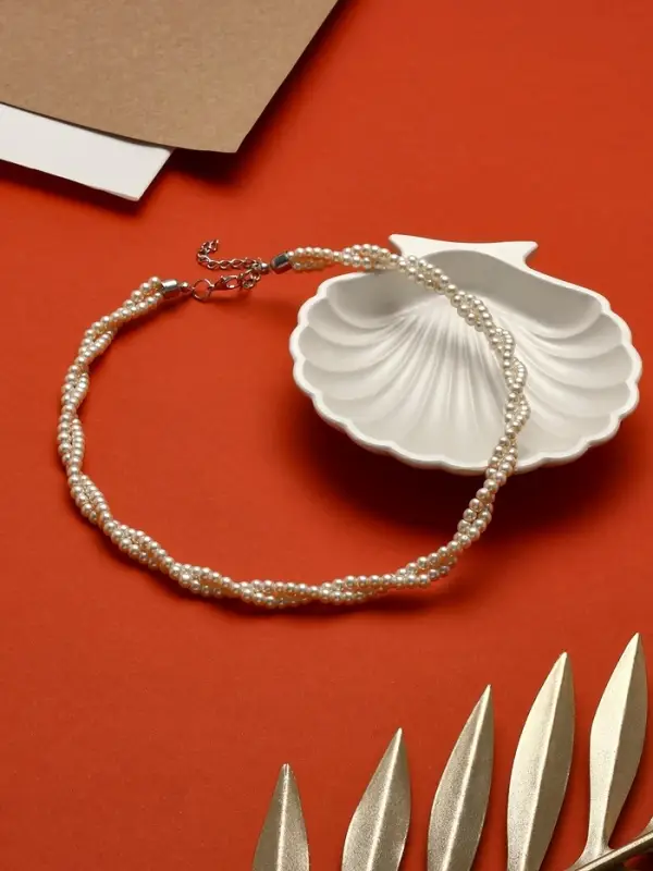 Бусы &laquo;Переплетение&raquo;, с жемчугом, белые, 45 см