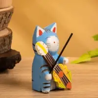 Сувенир «Кот с контрабасом», 4×5×8 см, дерево, МИКС