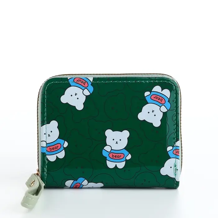 Кошелёк на молнии &laquo;Мишки&raquo;, зелёный