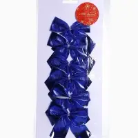 Ёлочные игрушки 6 шт. &laquo;Зимнее волшебство. Бантик неон&raquo; пластик, 8&times;7 см, синий