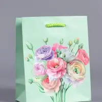 Пакет подарочный "Весенний букет" ламинированый 11,5 х 14,5 х 6,5 см