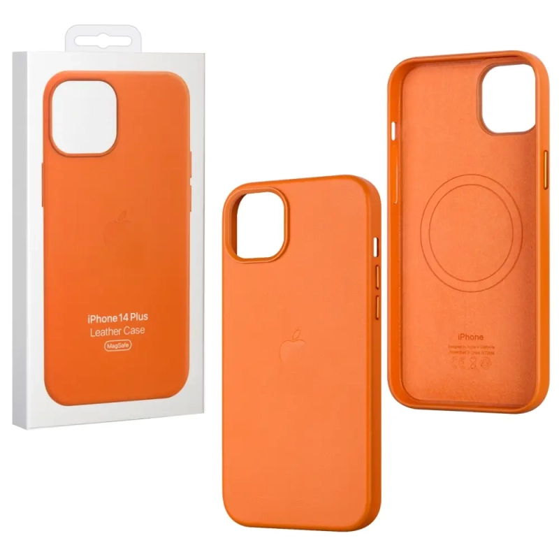 Чехол iPh 14 Plus Leather Case 100% ORG Orange Чехол iPh 14 Plus Leather Case 100% ORG Orange