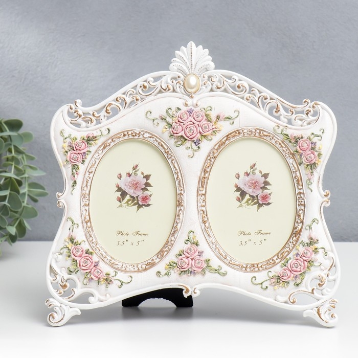 Фоторамка полистоун на 2 фото 10х15 см  Фоторамка полистоун на 2 фото 10х15 см "Розарий" стразы 23х24,5 см