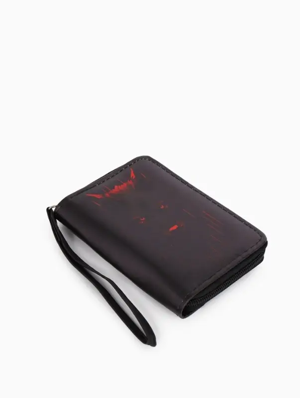 Кошелек дет 07-01-01 Июнь2529 волк, 12*1,5*9 см, 2 отд+отд/молн, д/карт, черный