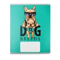 Тетрадь 12 листов в узкую линию Calligrata "Собачий стиль", обложка мелованный картон, ВД-лак, блок офсет, белизна 95%, МИКС