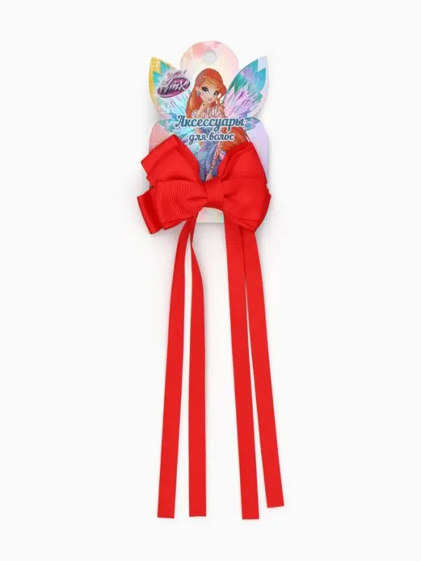 Бант для волос на заколке с лентами, красный, Винкс