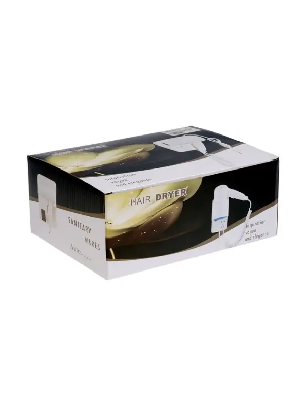 Фен LGE-006, 1300 Вт, настенный, 2 скорости, крепление, белый