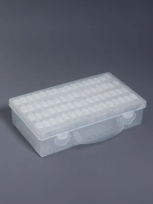 Органайзер для хранения мелочей, 64 баночки, 13&times;22&times;5 см, с наклейками, прозрачный