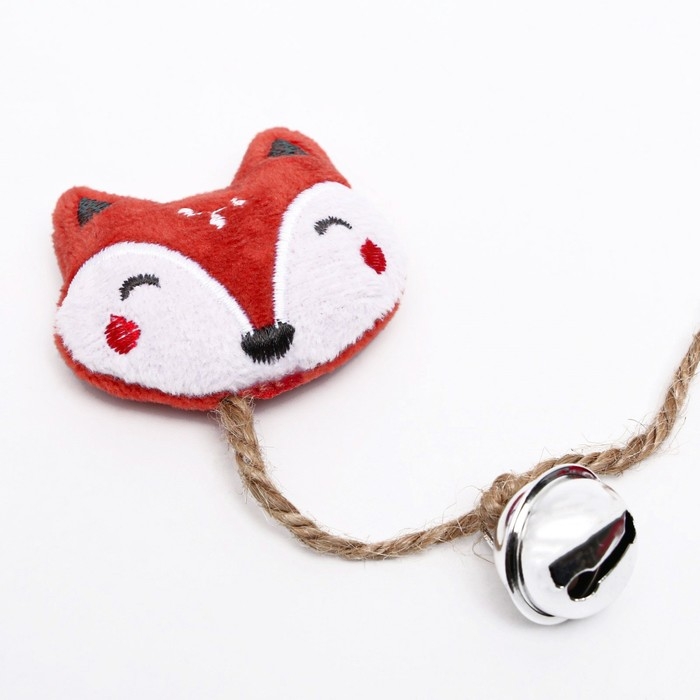 Игрушка для кошек с кошачьей мятой и перьями  Игрушка для кошек с кошачьей мятой и перьями "Лиса", 10 см, с бубенчиком