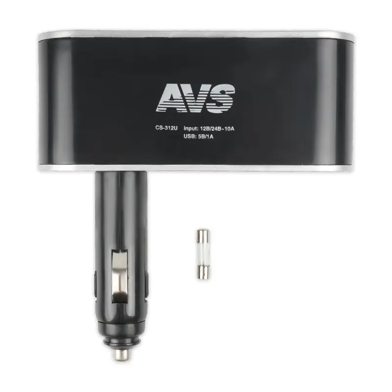 Разветвитель прикуривателя AVS 12/24 (на 3 выхода+USB) CS312U
