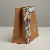 Пакет подарочный крафтовый, упаковка, &laquo;Счастье&raquo;, 22&times;17.5&times;8 см