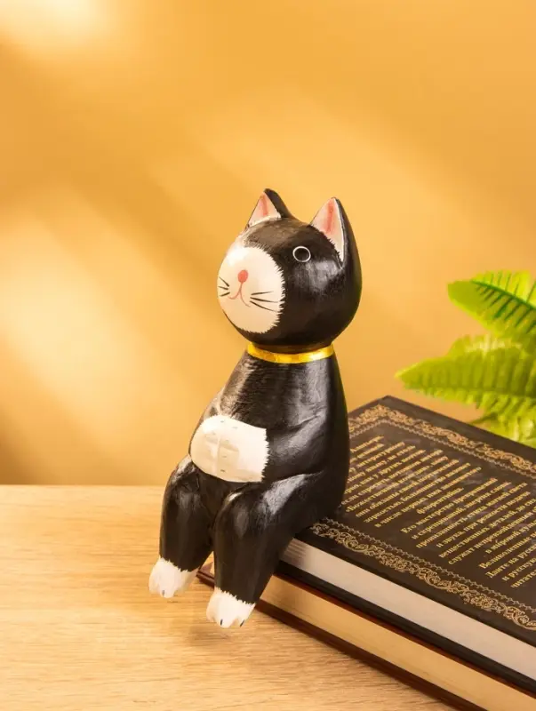 Сувенир «Кот сидячий», 5×6×15 см, дерево, чёрный