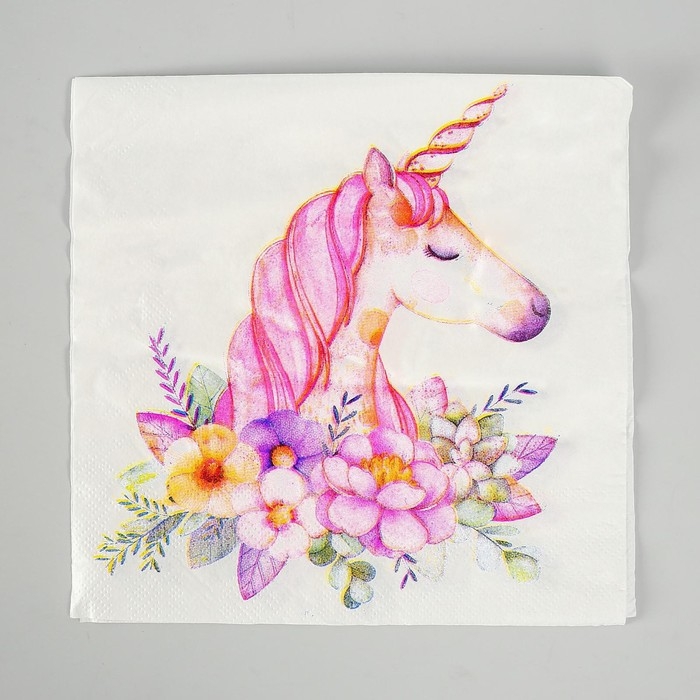 Салфетки бумажные «Прекрасный единорог», набор 20 шт., 33х33 см Салфетки бумажные «Прекрасный единорог», набор 20 шт., 33х33 см