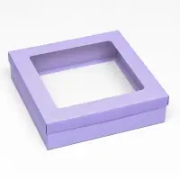 Коробка подарочная складная, упаковка, крышка-дно, сиреневая, с окном 30&times;30&times;8 см