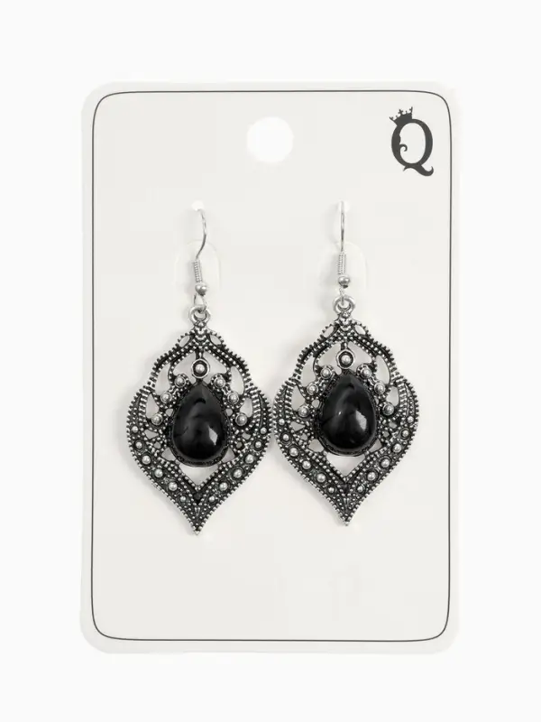 Серьги ассорти &laquo;Капля&raquo; изящность, ажурная, цвет чёрный в чернёном серебре