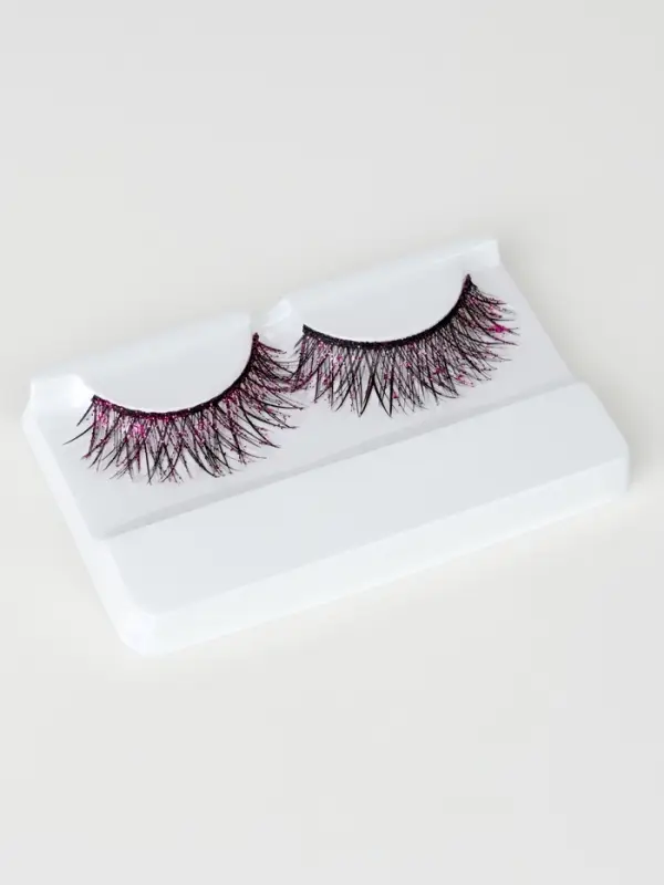 Ресницы накладные &laquo;Сияй&raquo;, с блёстками, 14 мм, без клея, розовые