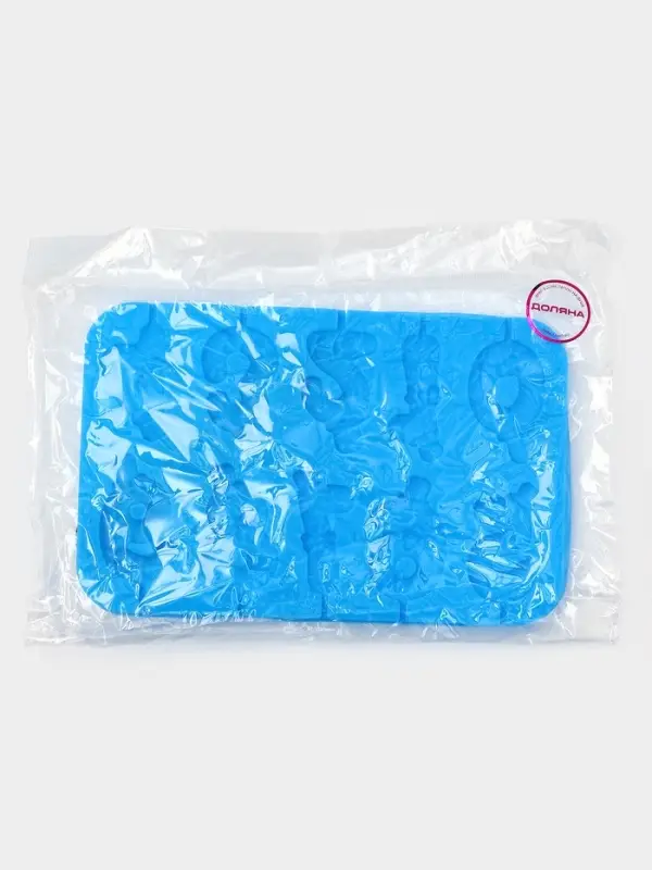 Форма для леденцов Доляна &laquo;Цифры-мальчики&raquo;, силикон, 22&times;14&times;1 см, 10 ячеек (5.5&times;3.5 см), с палочками, синяя