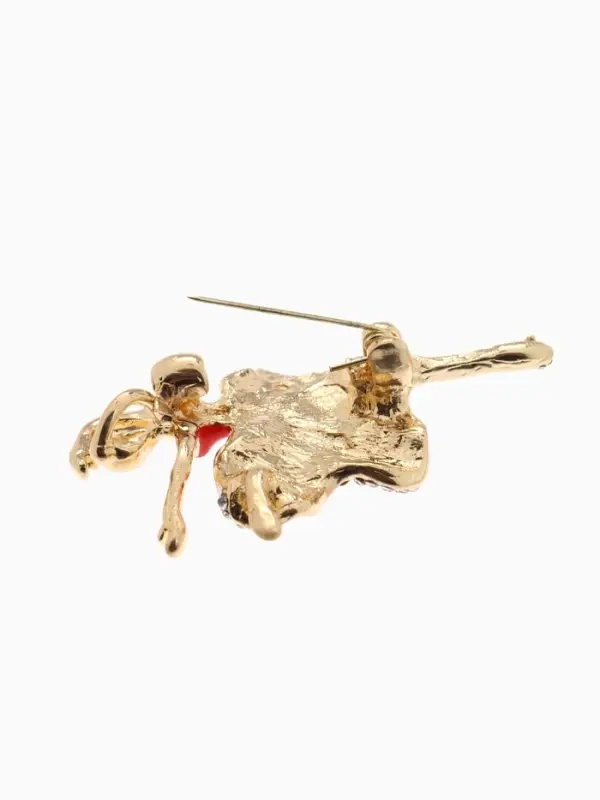Брошь &laquo;Балерина&raquo;, в пышном платье, красно-белая в золоте