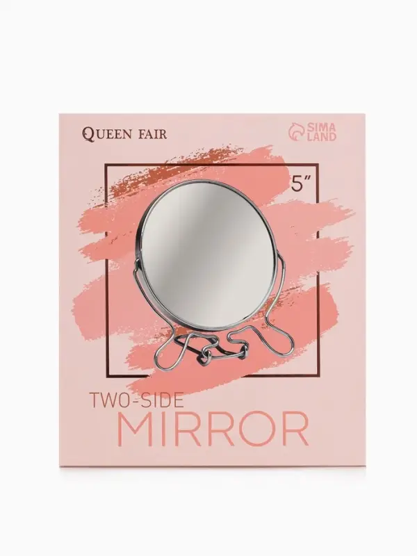 Зеркало настольное, с увеличением х2, настенное, двустороннее, 13.5&times;15 см, (d=11.5 см), металлическое