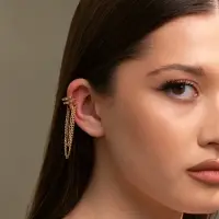 Серьга кафф &laquo;Цепочки&raquo;, цвет золото