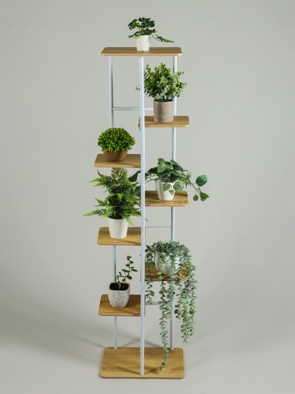 Подставка для цветов Greengo, 8 полок, 36 × 23 × 136 см, напольная, каркас металл, полки МДФ, белая Подставка для цветов Greengo, 8 полок, 36 × 23 × 136 см, напольная, каркас металл, полки МДФ, белая