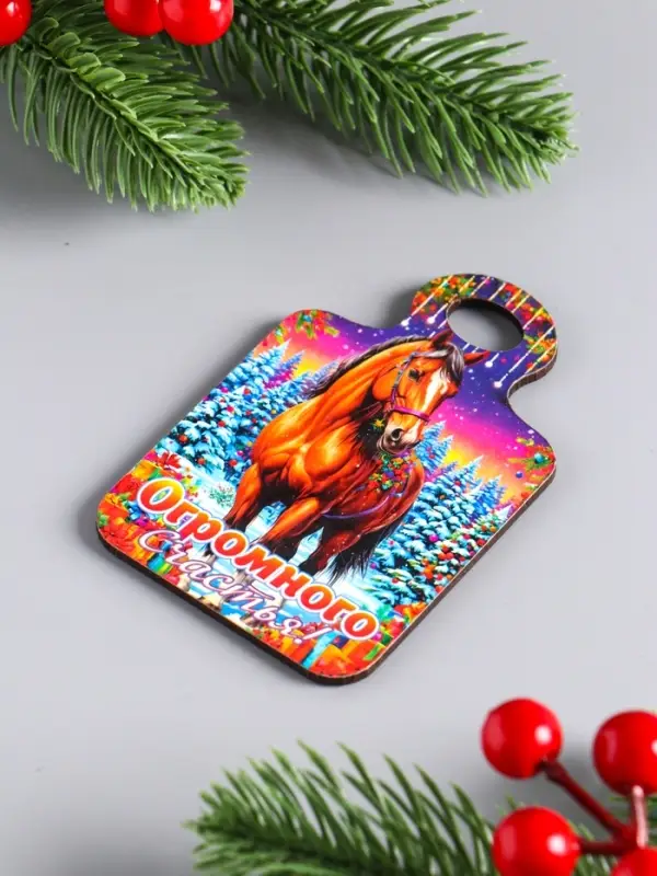 Набор новогодних магнитов 4 шт, доска "Огромного счастья, всё сбудется, ярких впечатлений"