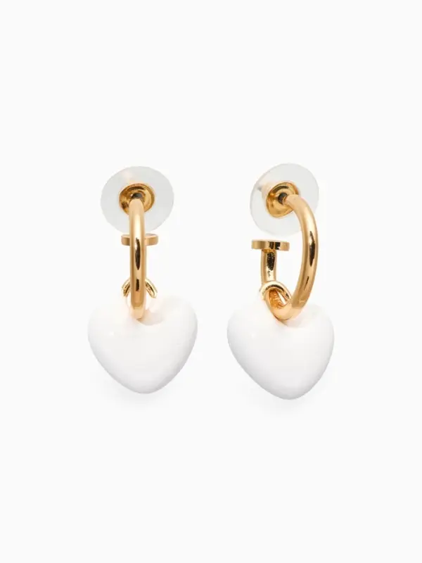 Серьги со съёмными подвесками &laquo;Сердца&raquo;, белые в золоте