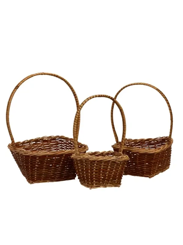Набор корзин, 3 шт, 26х26х11/39, 22х22х10/35, 17&times;17&times;9/29 см, лоза, кукуруза
