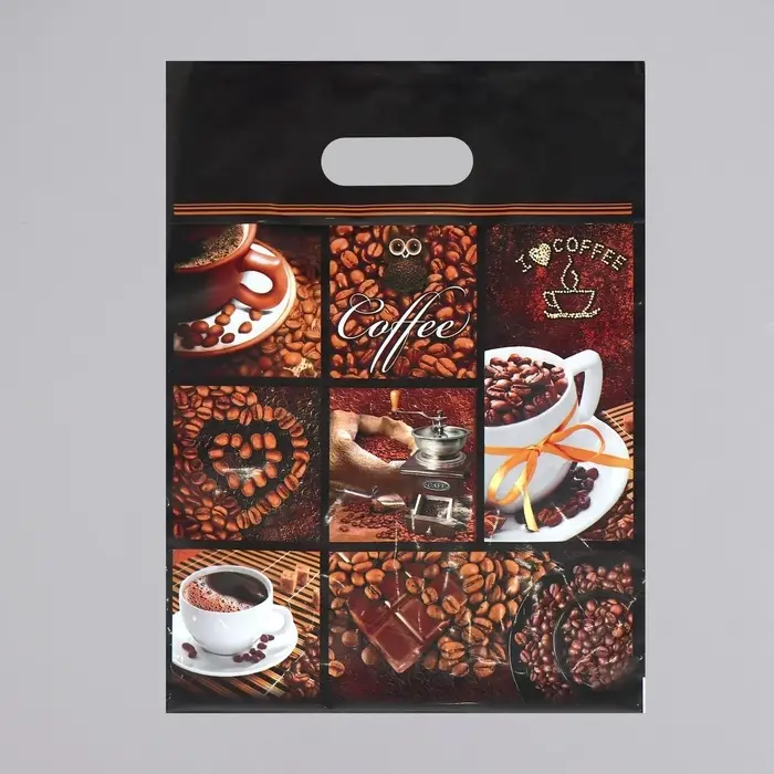 Пакет &laquo;Кофе&raquo;, полиэтиленовый с вырубной ручкой, 60 мкм 31&times;40 см