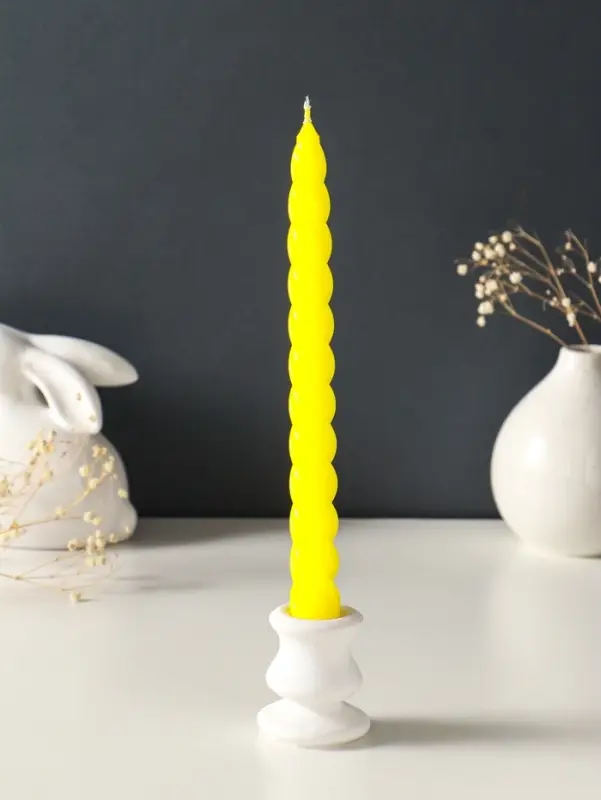 Набор свечей витых, 2.3&times;24.5 см, 5 ч, 50 г, 4 шт., жёлтый, в подарочной коробке