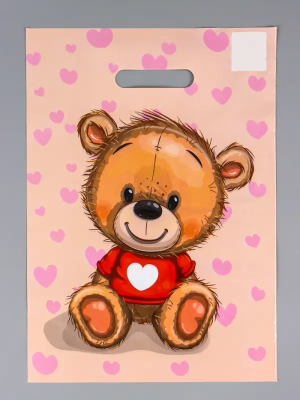 Пакет подарочный &laquo;Медвежонок&raquo;, полиэтиленовый с вырубной ручкой, 29&times;40 см, 35 мкм