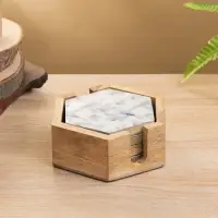 Подставка под горячее &laquo;Синие птицы&raquo;, набор 4 шт., 15&times;13&times;5 см, дерево манго