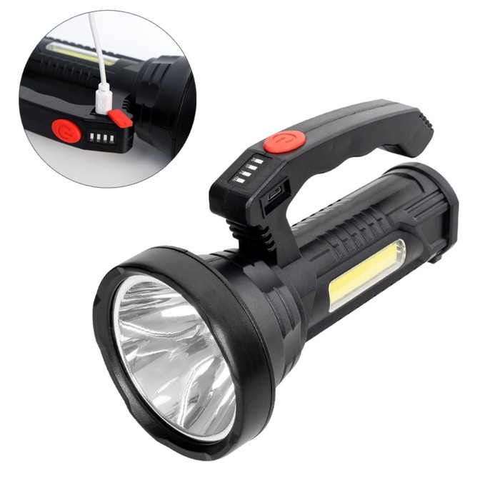 Фонарь светодиодный аккумуляторный ручной, 10+5 Вт, JL-501, 2000 мАч, XPE, USB Фонарь светодиодный аккумуляторный ручной, 10+5 Вт, JL-501, 2000 мАч, XPE, USB