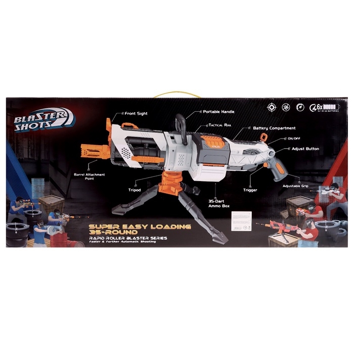 Бластер «Скорострел», стреляет мягкими пулями, работает на батарейках Бластер «Скорострел», стреляет мягкими пулями, работает на батарейках