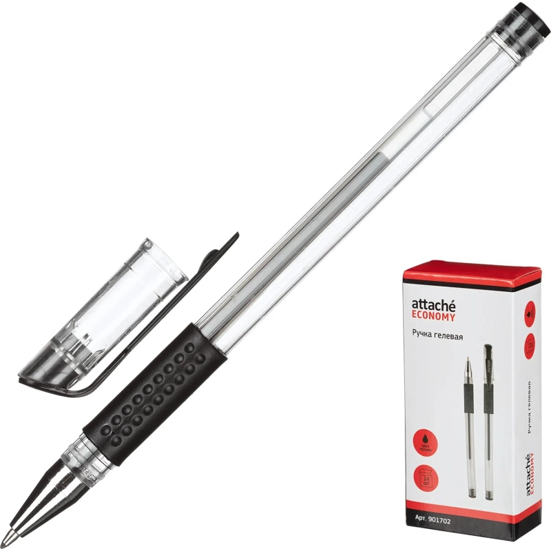 Ручка гелевая неавтомат. черный стерж., 0,5 мм,манж