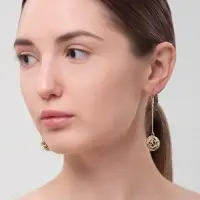 Серьги висячие &laquo;Шар плетёный&raquo;, чёрные в золоте, 6.5 см