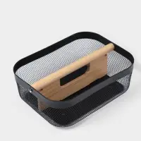 Корзинка универсальная LaDо́m &laquo;Половинки&raquo;, прямоугольная, с ручкой, 32.5&times;24.5&times;11.5 см, чёрная