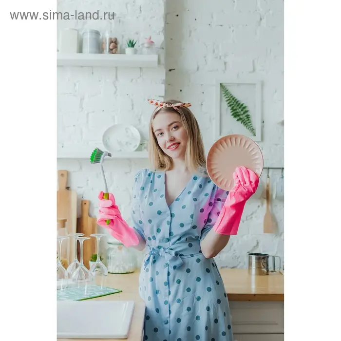 Перчатки хозяйственные Доляна, суперпрочные, размер L, ПВХ, цвет розовый Перчатки хозяйственные Доляна, суперпрочные, размер L, ПВХ, цвет розовый