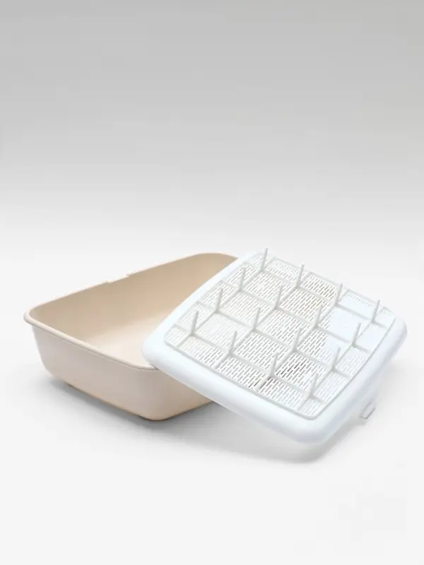 Лоток для кошек ALTA, 50&times;38&times;13.5 см, с сеткой, пластик, белый, бежевый