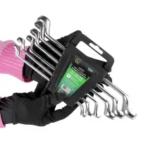 Набор ключей гаечных накидных изогнутых на держателе (6-17 мм) (6 предметов) JT KJ2N6P