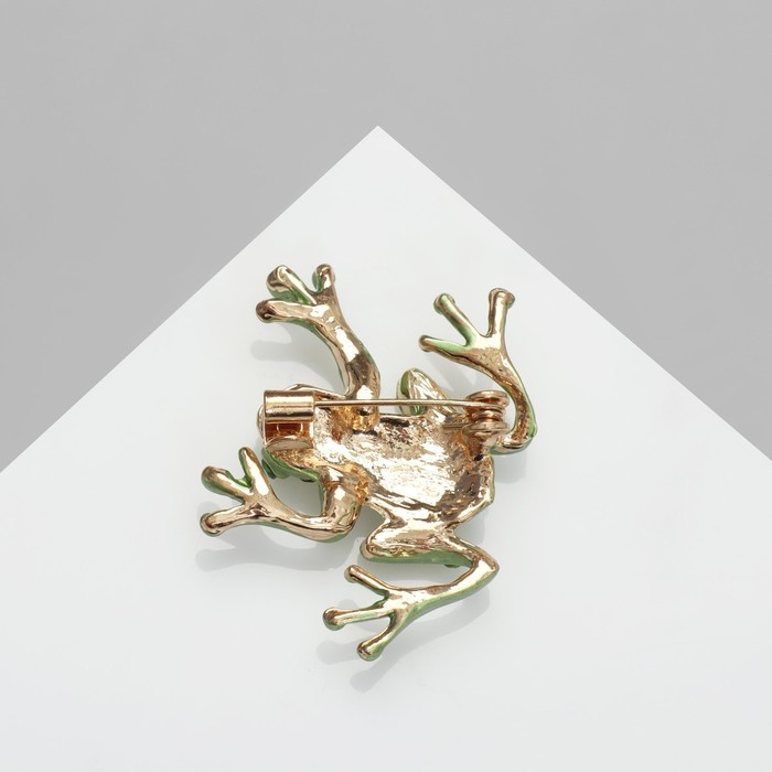 Брошь «Лягушка» волшебная, цвет зелёный в золоте Брошь «Лягушка» волшебная, цвет зелёный в золоте