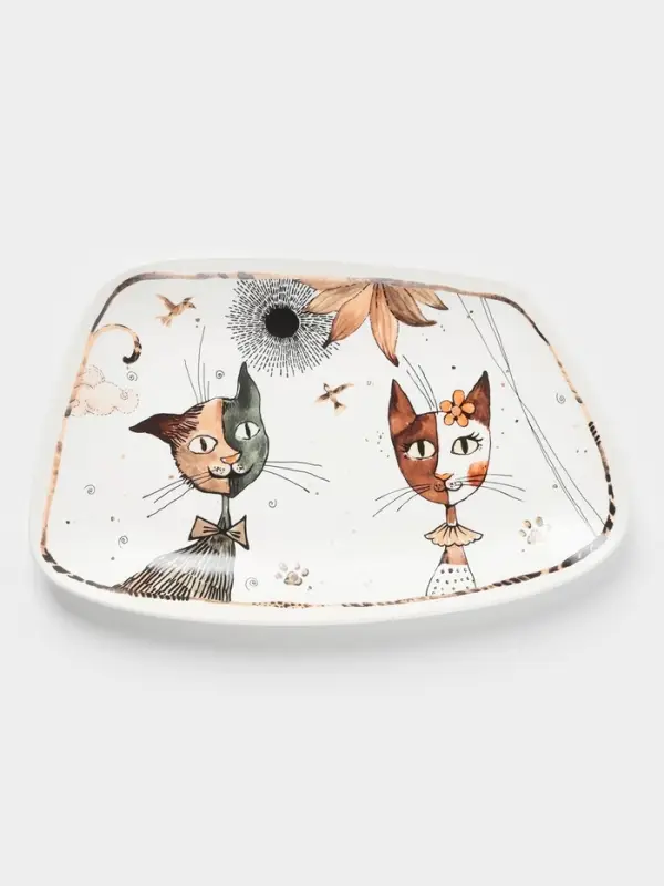 Блюдо фарфоровое сервировочное Доляна &laquo;Коты-аристократы&raquo;, 30&times;18.5 см, белое