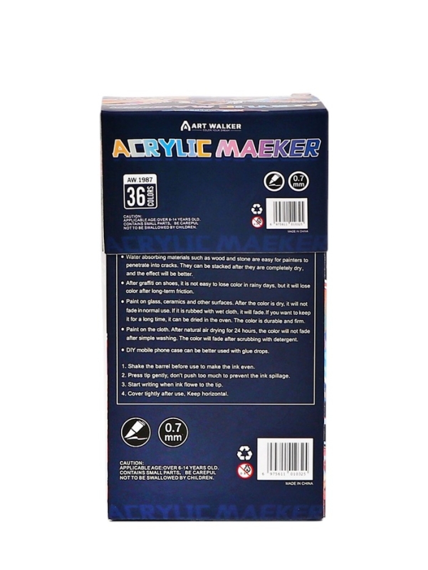 Набор маркеров акриловых 36 цветов, конусный наконечник 0,7мм Набор маркеров акриловых 36 цветов, конусный наконечник 0,7мм