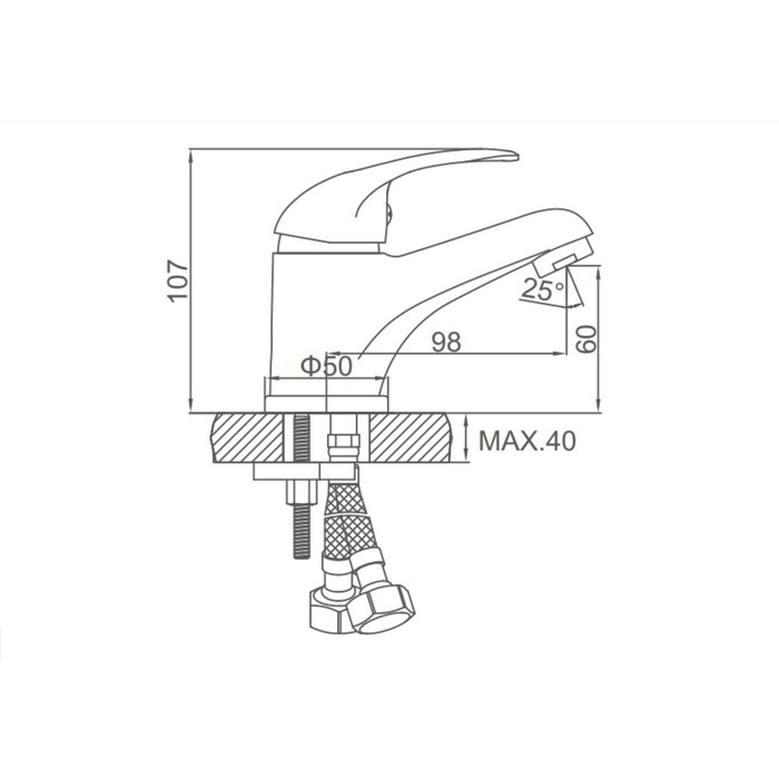 Смеситель для раковины Accoona A9052, однорычажный, хром Смеситель для раковины Accoona A9052, однорычажный, хром