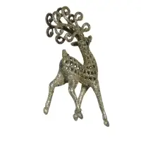 Ёлочные игрушки 2 шт. &laquo;Зимнее волшебство. Ажурный олень в блёстках&raquo; пластик, 5.5&times;12 см, серебро/золото